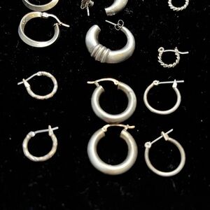 Silver Hoop Earrings - Classic Silver Hoops six pairs